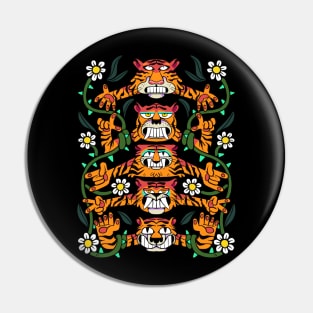 Tigers and Flowers Pin