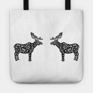 Mooses or Elks in Love - cool animal ink art design - on light colors Tote