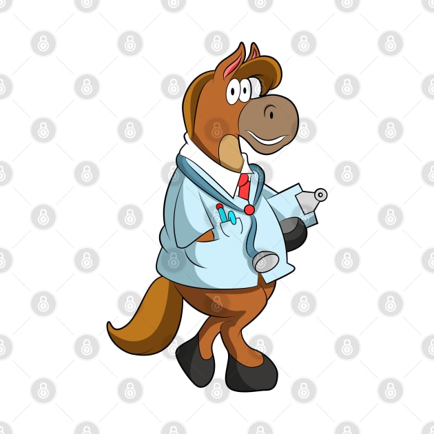 Horse as Doctor with Stethoscope & Smock by Markus Schnabel