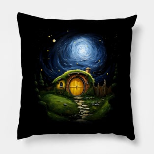 A Starry Night at the Westfarthing - Round Doors - Fantasy Pillow