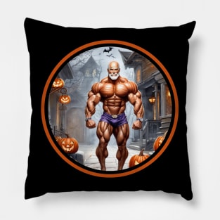 Trick-or-treating and muscles on Halloween Pillow