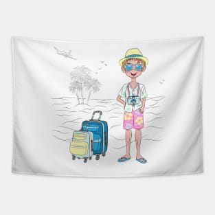 Hipster traveler guy Tapestry