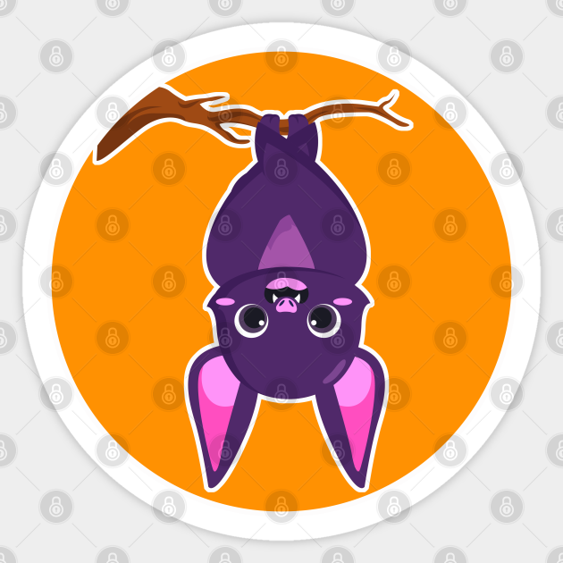 Cute bat hanging upside down - Halloween Bat - Sticker | TeePublic Cute bat hanging upside down - Halloween Bat - Sticker | TeePublic