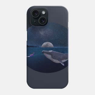 Whale and diving woman Phone Case