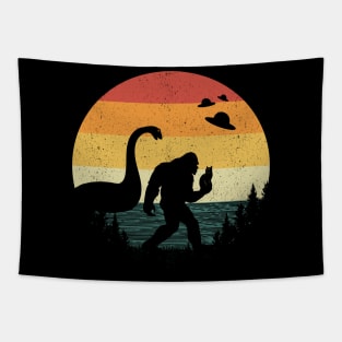 Bigfoot Loch Ness Monster Cat Lover Tapestry