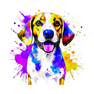 Colorful Beagle Splatter Art - A Tail-Wagging Delight T-Shirt