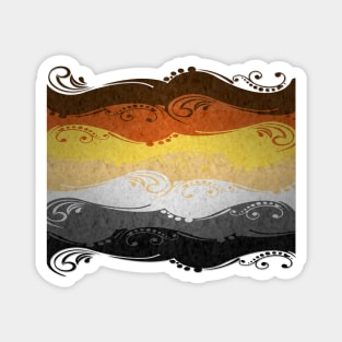 Fancy Swooped and Swirled Gay Bear Pride Flag Background Magnet