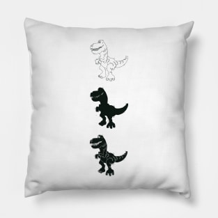 dinosaurs in a monochrome color scheme Pillow