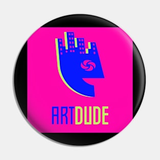 Art Dude Logo On Magenta Pin