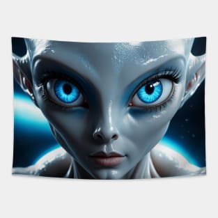 Hybrid Alien Beautiful Girl Gray Tapestry