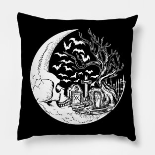 Graveyard Moon in White Pillow