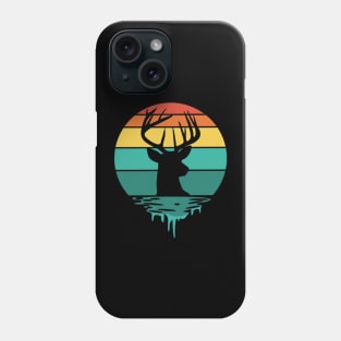 Whimsical Wild: Colorful Striped Circle with Deer Head Silhouette Phone Case