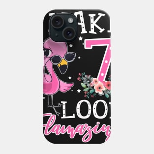 Kids I Make 7 Look Flamazing Flamingo Birthday T-Shirt Phone Case