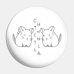 Minimal Cute Chinchilla Logo Black White Art Pin