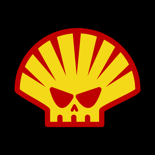 shell skull. death by oil. green VS climate change. protest logo. by JJadx