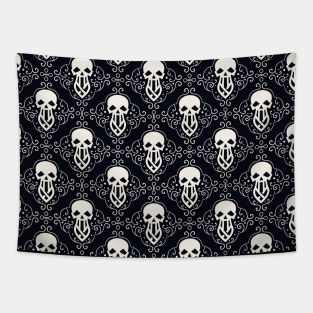 Black and white skull pattern Tapestry