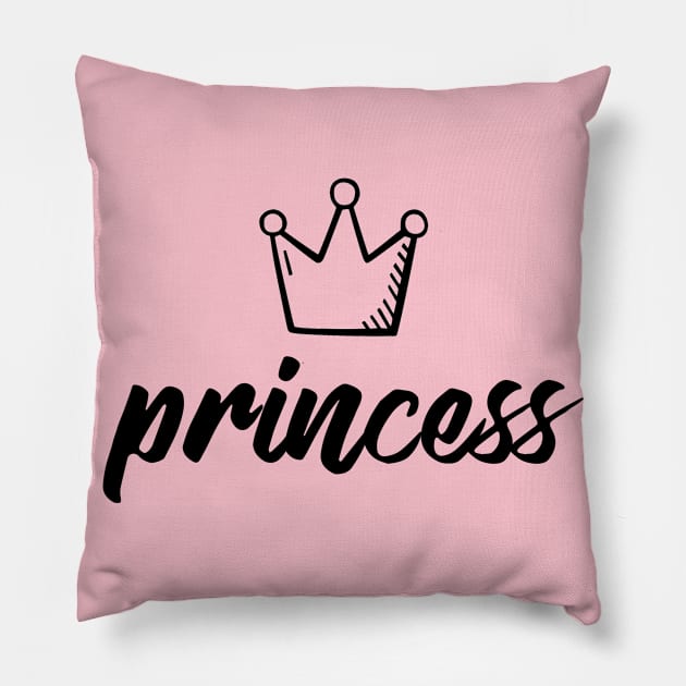 Girl Princess text print with crown Pillow by BeckyS23