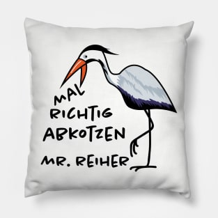 Funny heron throw up Pillow