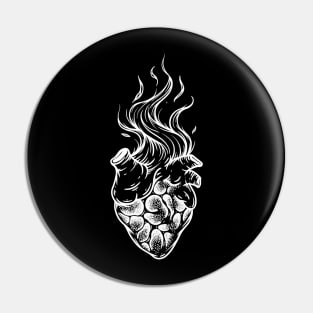 Flaming Heart x Inktober 22 - White Design Pin