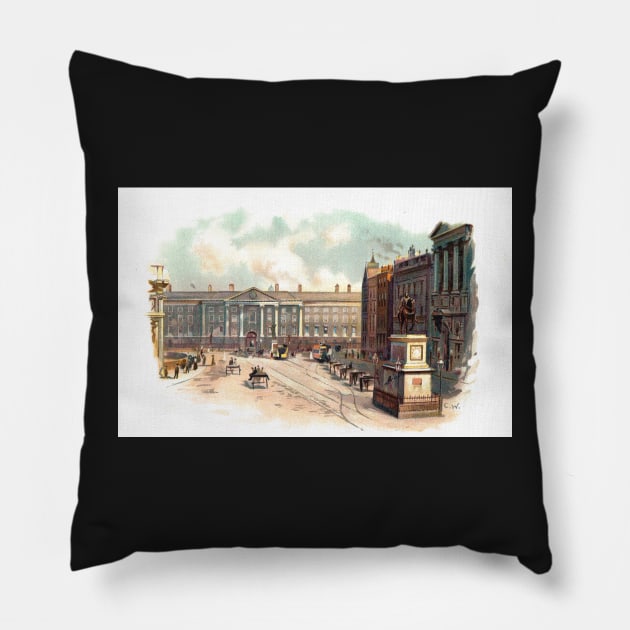 College Green Dublin circa 1890's Pillow by artfromthepast