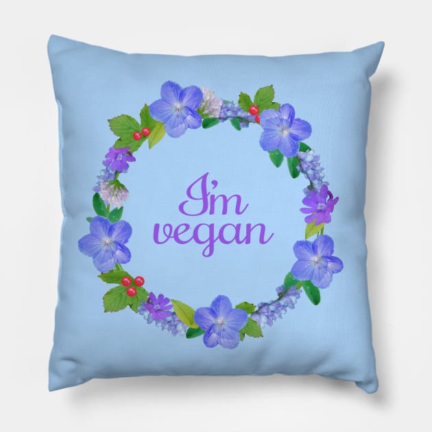 Vegan flower wreath Pillow by Purrfect