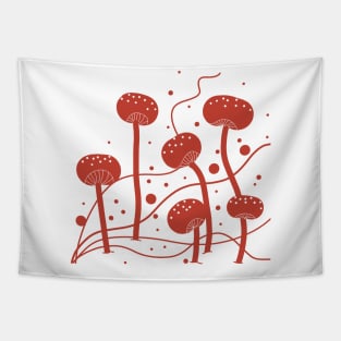 Mushroom Forest - Red Tapestry