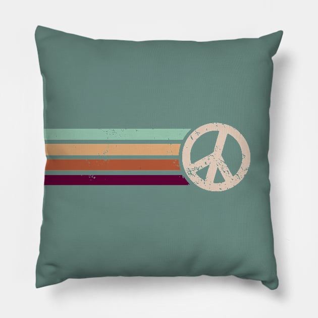 RETRO PEACE STRIPES - Clay & Sage Pillow by Jitterfly