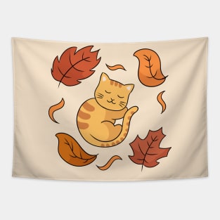 Sleeping orange cat Tapestry