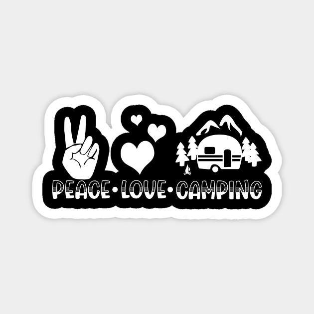 Peace Love Camping Caravan Grandma Renter Gift Magnet by Shirtglueck