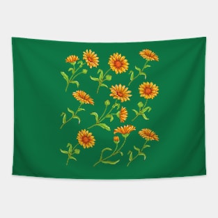 Calendula Flower Pattern Tapestry