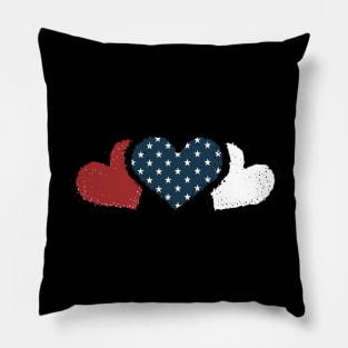 American Flag Valentine's Day Hearts 4th of July Pillow