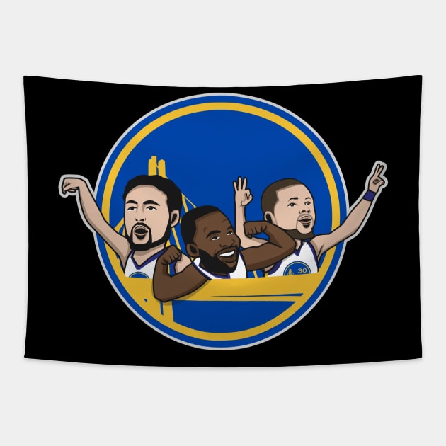 warriors big 3 cartoon style Tapestry by ray1007