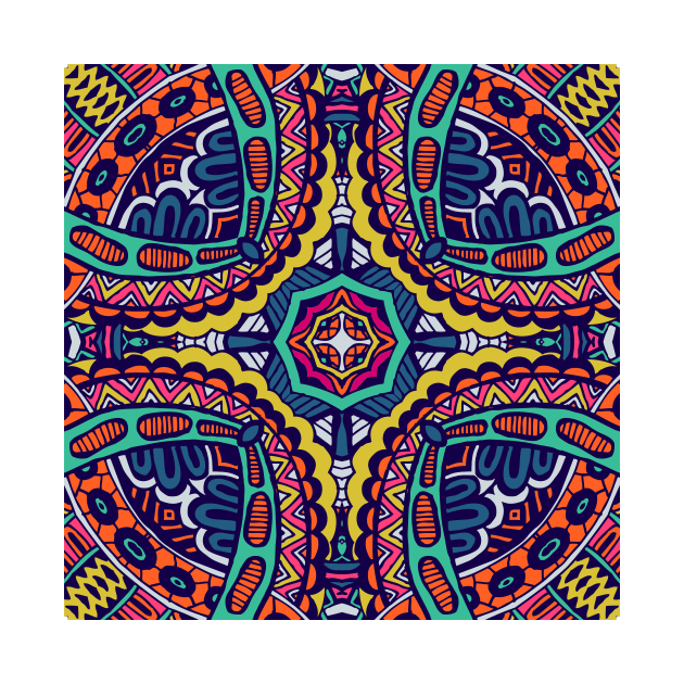 Colorful Oriental Rug Mandala Boho Pattern by jodotodesign