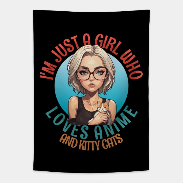 I'm Just a Girl Who Loves Anime and Cats Tapestry by Tezatoons