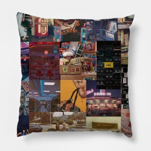 vintage 80s aesthetic collage Pillow