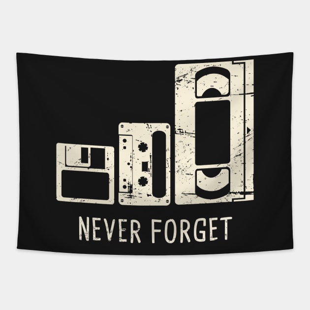 Never Forget | Floppy Disk, Cassette, VHS Tape Tapestry by MeatMan