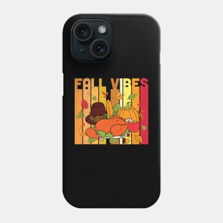 Fall Vibes Turkey Pumpkin Fall Leaves Graphic T-shirt | Thanksgiving Gift Phone Case