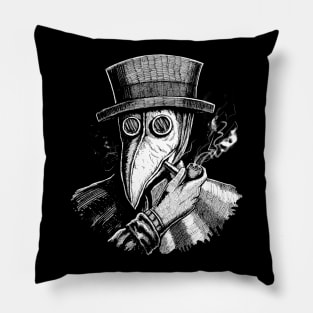 Vintage chill plague doctor smoking pipe Pillow