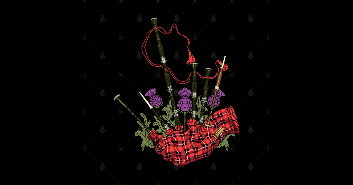 Scottish aesthetics - thistle and bagpipes - Scottish Bagpipe - Sticker ...