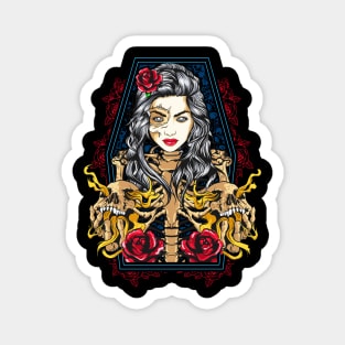 Skeleton Lady Death Halloween or Day of the Dead Gift Magnet