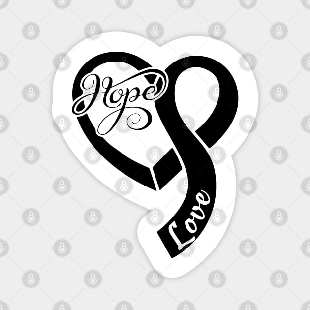 Melanoma Cancer Awareness Hope Love Heart Ribbon Valentines Day - Love Shouldn't Hurt Magnet by DAN LE