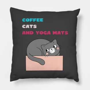 Coffee cats and yoga mats funny yoga and cat drawing Pillow