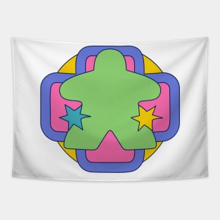 Colorful 90s Retro Board Game Meeple Tapestry