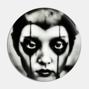 Japanese horror woman face, indie art Pin