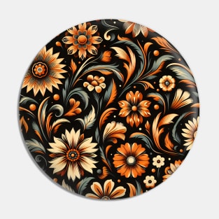 Orange Floral motif Pin