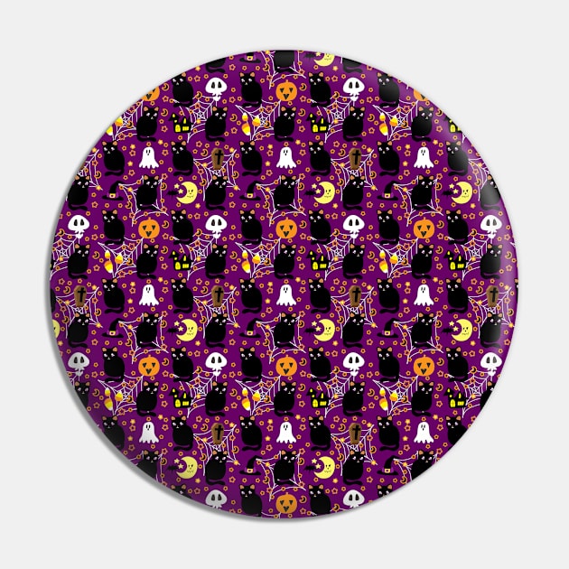 Cute Purple Halloween Pattern Pin by saradaboru