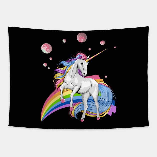 Rainbow Unicorn- Unicorn Gifts Tapestry by Leonitrias Welt