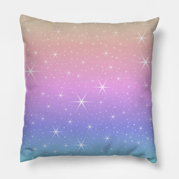 Pastel Ombre Unicorn Gradient Sparkle Pattern Pillow by Art by Deborah Camp