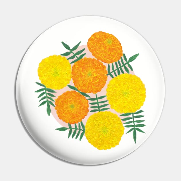 Marigold Flowers Pin by MitaDreamDesign