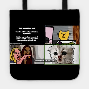 Cat Lawyer on Zoom Call with Woman Yelling at a Cat Memes Tote